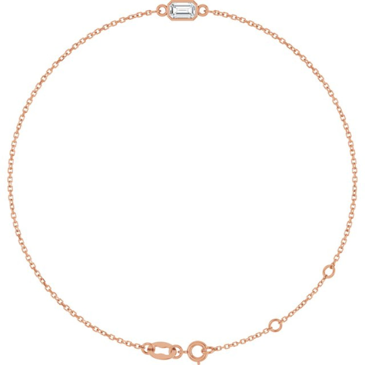 14K Rose Gold Natural Diamond 6 1/2-7 1/2" Bracelet