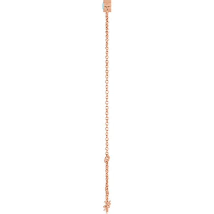 14K Rose Gold Natural Aquamarine 6 1/2-7 1/2" Bracelet