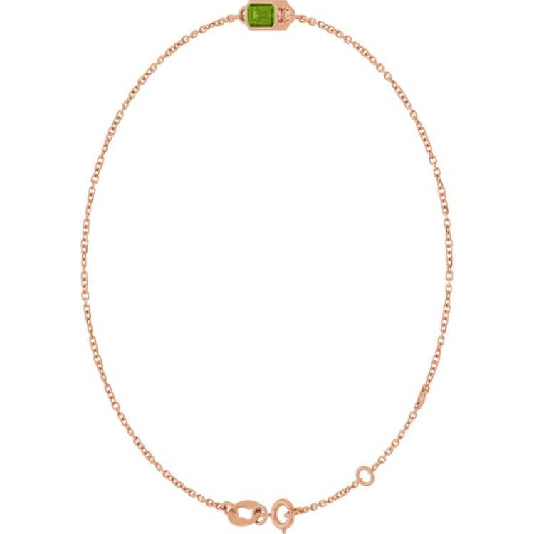 14K Rose Gold Natural Peridot 6 1/2-7 1/2" Bracelet