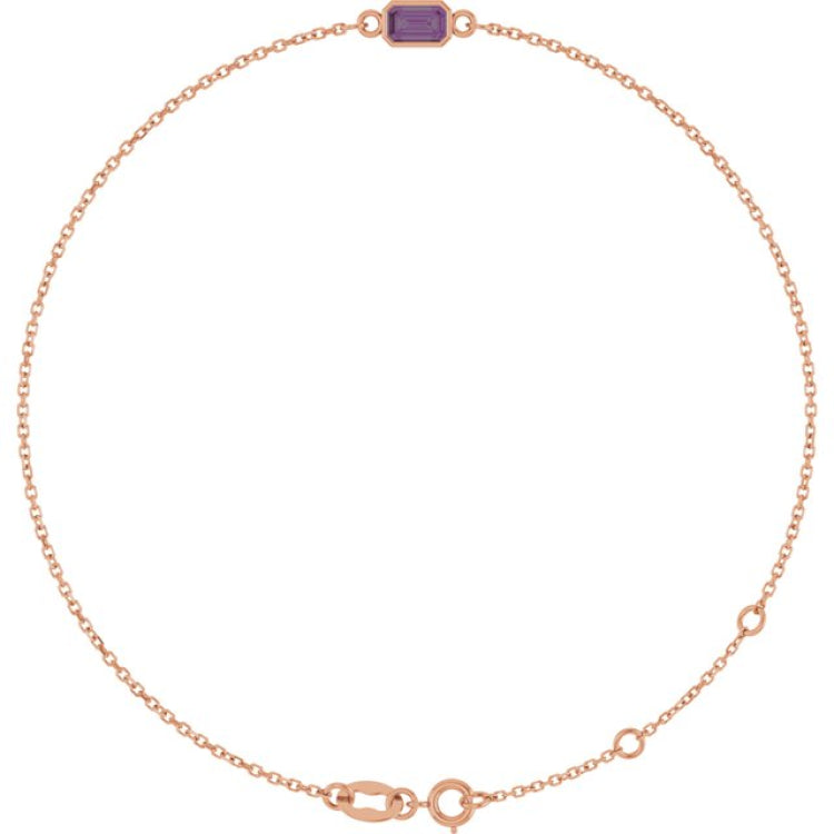 14K Rose Gold Lab-Grown Alexandrite 6 1/2-7 1/2" Bracelet