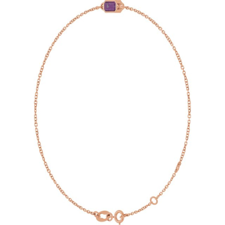 14K Rose Gold Lab-Grown Alexandrite 6 1/2-7 1/2" Bracelet