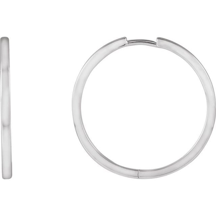 Platinum Hinged 25 mm Hoop Earring