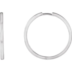 Platinum Hinged 25 mm Hoop Earring