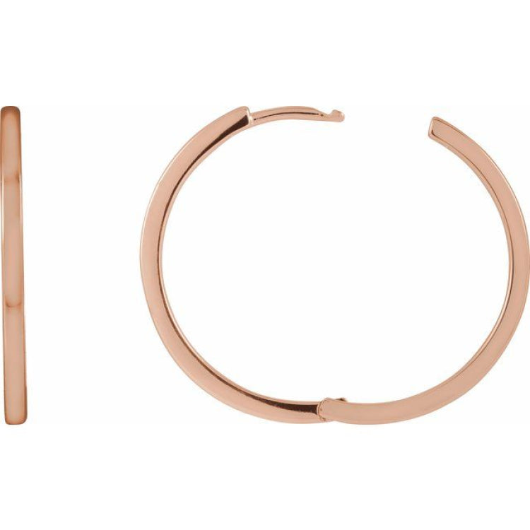 14K Rose Gold Hinged 25 mm Hoop Earring