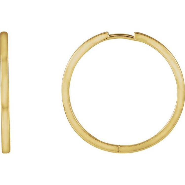 14K Yellow Gold Hinged 25 mm Hoop Earrings