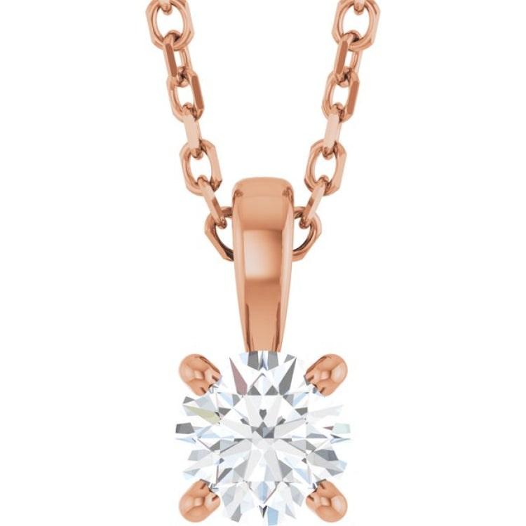 14K Rose Gold 1/4 CT Natural Diamond 18" Necklace