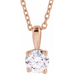 14K Rose Gold 1/3 CT Lab-Grown Diamond 18" Necklace