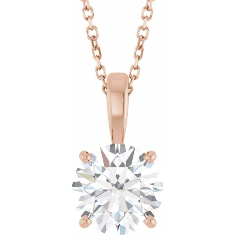 14K Rose Gold 2 CT Lab-Grown Diamond 18" Necklace