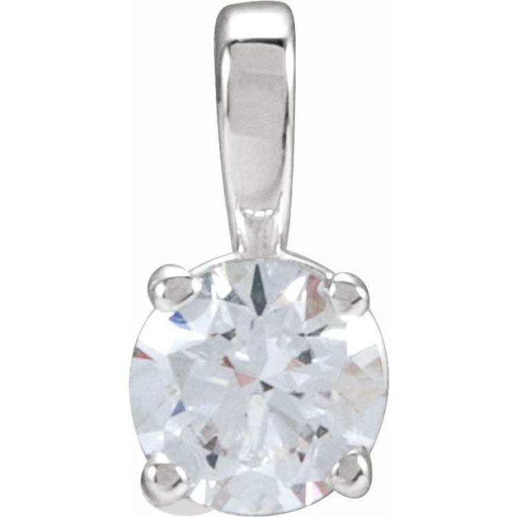 14K White Gold 1/2 CT Lab-Grown Diamond Pendant