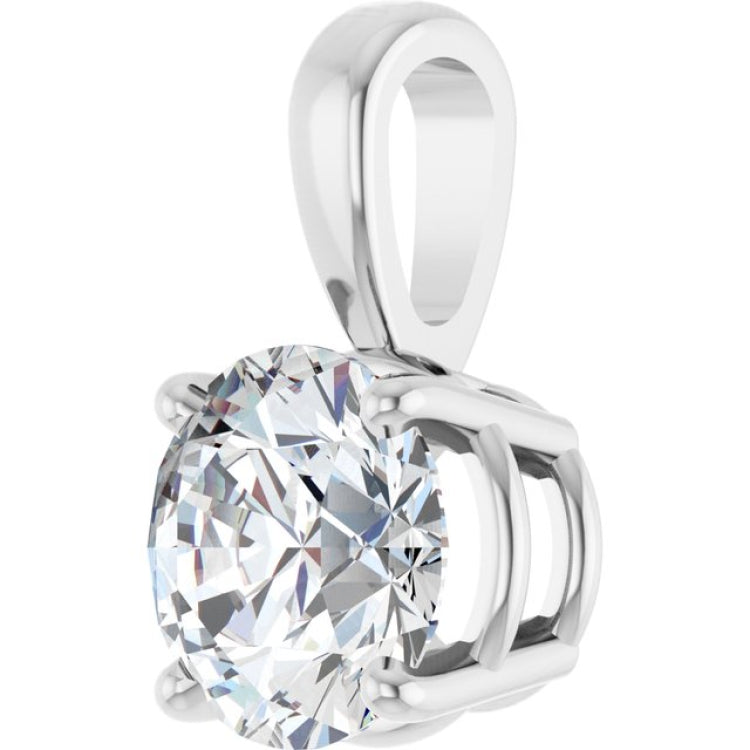 14K White Gold 1 CT Lab-Grown Diamond Pendant