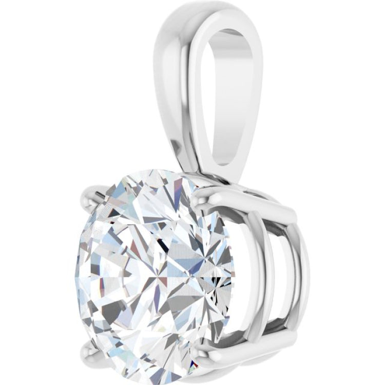 14K White Gold 2 CT Lab-Grown Diamond Pendant