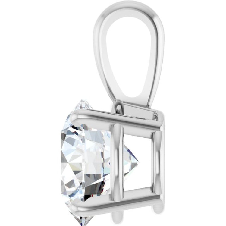 14K White Gold 2 CT Lab-Grown Diamond Pendant