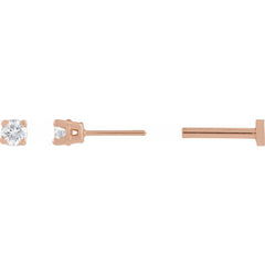 14K Rose Gold .06 CT Natural Diamond Earrings