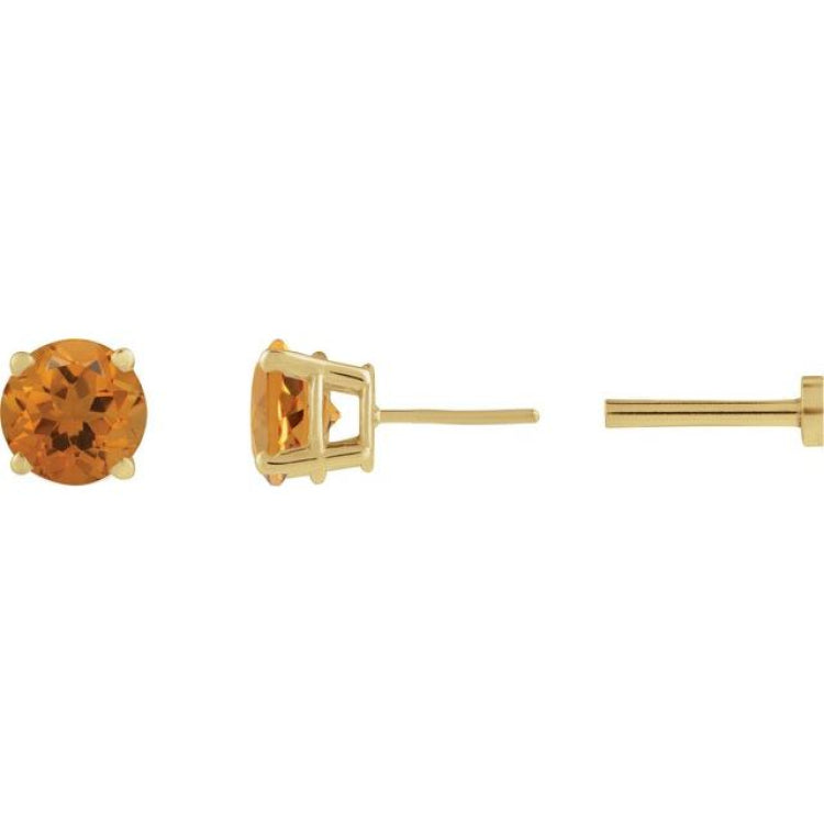 14K Yellow Gold Natural Citrine Earring