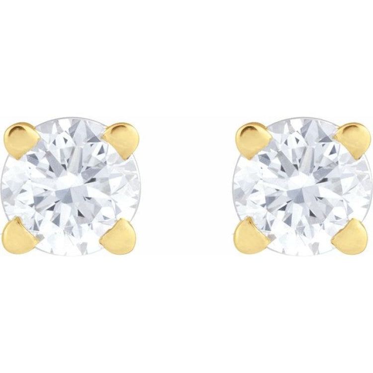14K Yellow Gold 1/10 CT Natural Diamond  Earring