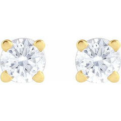 14K Yellow Gold 1/10 CT Natural Diamond  Earring