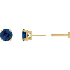 14K Yellow Gold Natural Blue Sapphire Earring