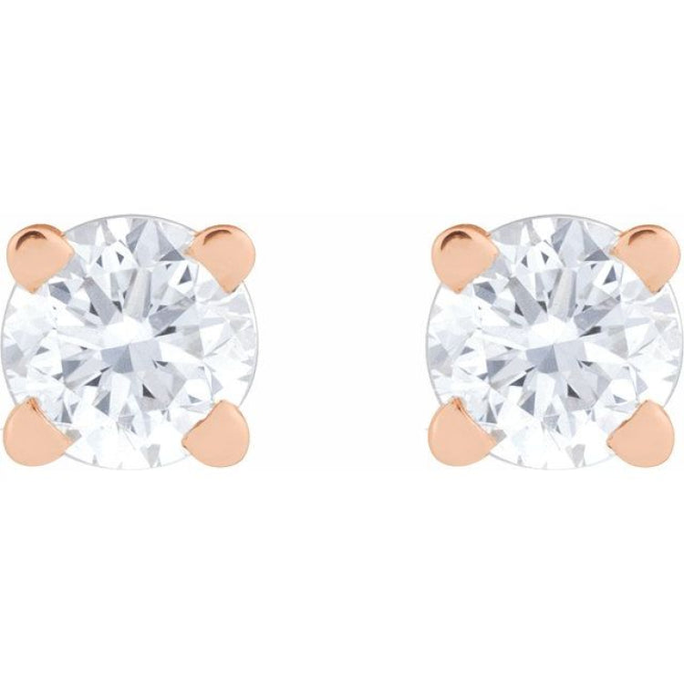 14K Rose Gold 1/10 CT Natural Diamond  Earring