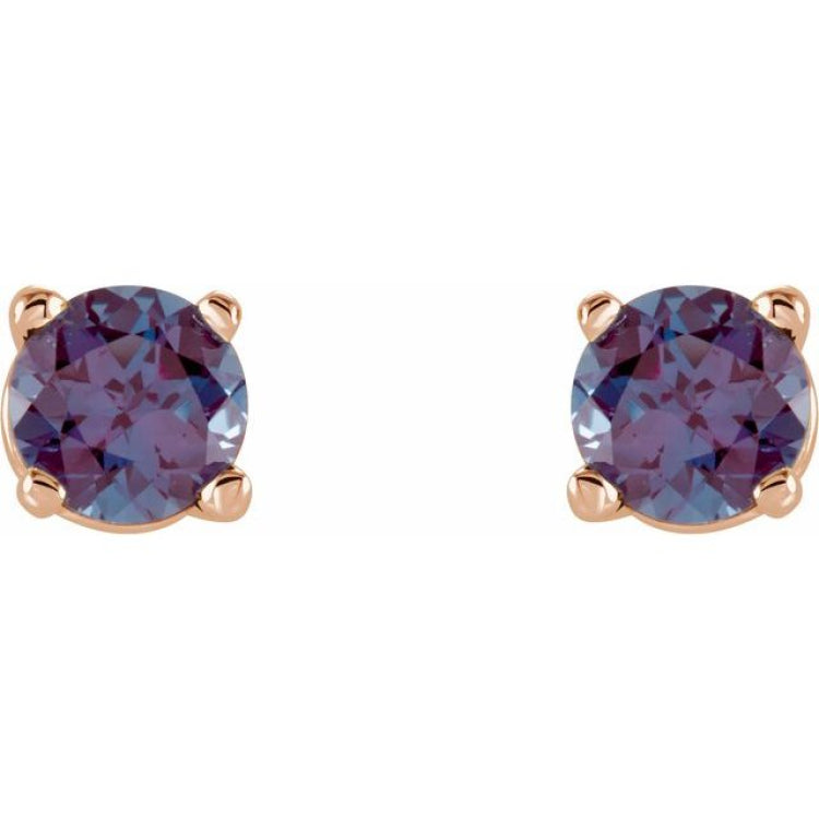 14K Rose Gold Lab-Grown Alexandrite Earring