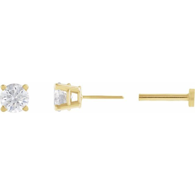 14K Yellow Gold 1/4 CT Natural Diamond Earring