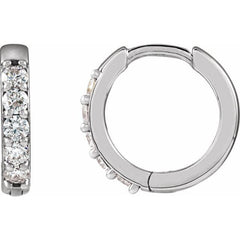 Sterling Silver 1/4 CTW Lab-Grown Diamond Hinged 12.5 mm Hoop Earrings