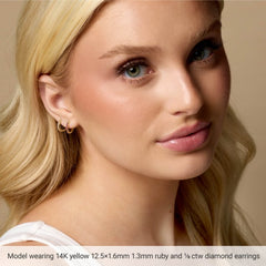 14K Yellow Gold 1/6 CTW Natural Diamond Hinged 10 mm Hoop Earrings