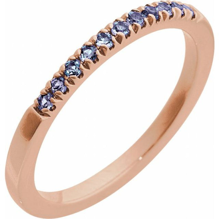 10K Rose Gold Natural Alexandrite Stackable Ring