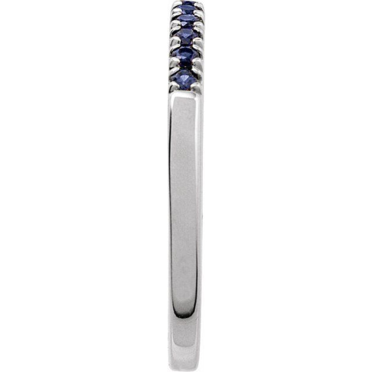10K White Gold Natural Blue Sapphire Stackable Ring