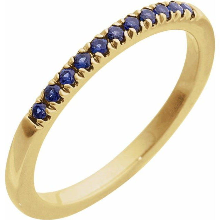 10K Yellow Gold Lab-Grown Blue Sapphire Stackable Ring