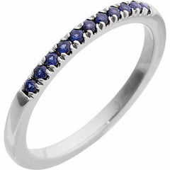 10K White Gold Lab-Grown Blue Sapphire Stackable Ring