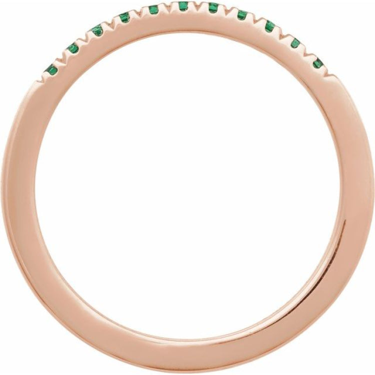 10K Rose Gold Lab-Grown Emerald Stackable Ring