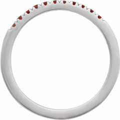 10K White Gold Natural Mozambique Garnet Stackable Ring