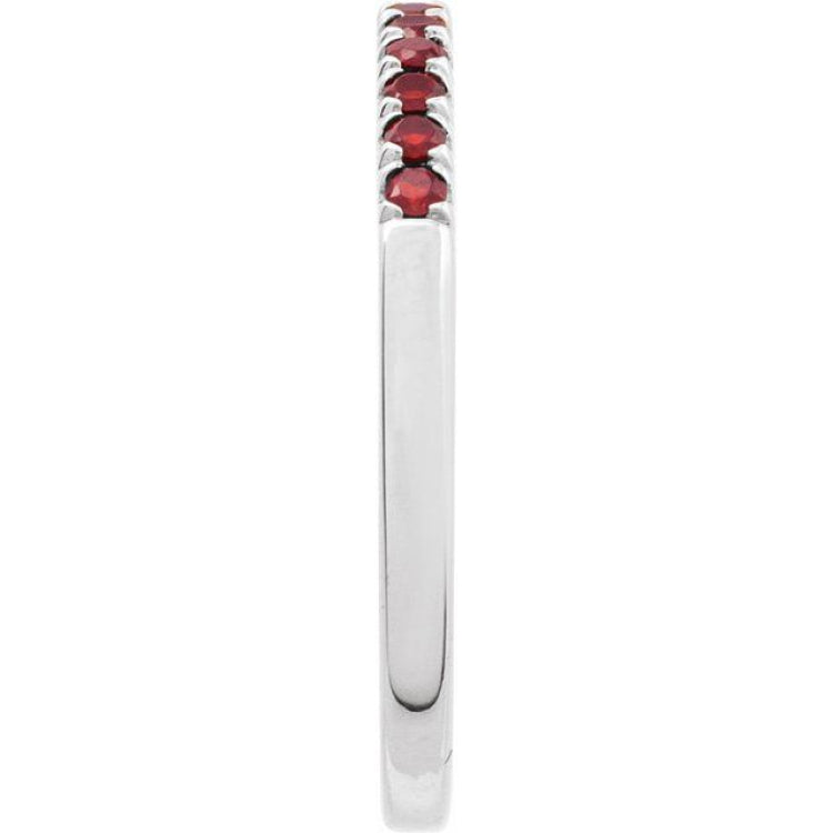 10K White Gold Natural Mozambique Garnet Stackable Ring