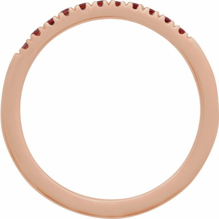 10K Rose Gold Natural Mozambique Garnet Stackable Ring