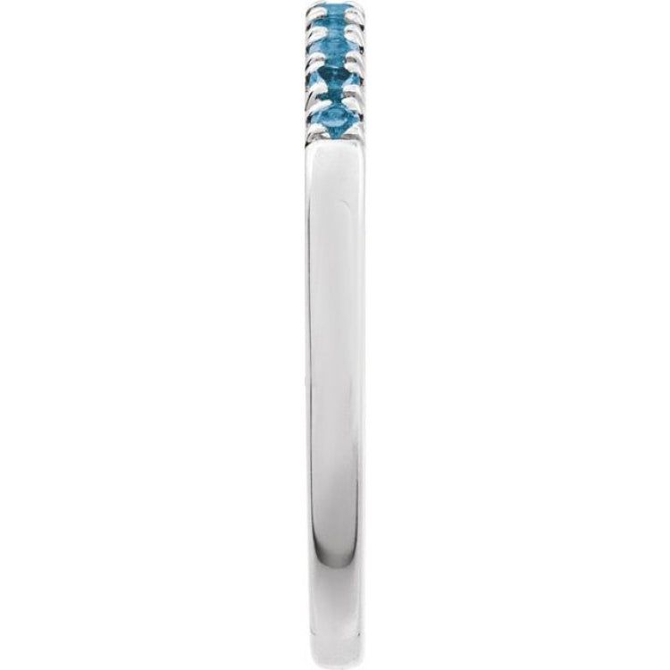 10K White Gold Natural London Blue Topaz Stackable Ring