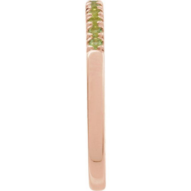 10K Rose Gold Natural Peridot Stackable Ring