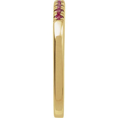 10K Yellow Gold Natural Ruby Stackable Ring