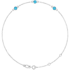 Sterling Silver Natural Aquamarine Bezel-Set 3-Stone 6 1/2-7 1/2" Bracelet
