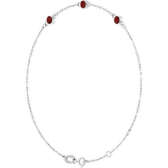 Sterling Silver Natural Mozambique Garnet Bezel-Set 3-Stone 6 1/2-7 1/2" Bracelet