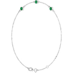Sterling Silver Natural Emerald Bezel-Set 3-Stone 6 1/2-7 1/2" Bracelet