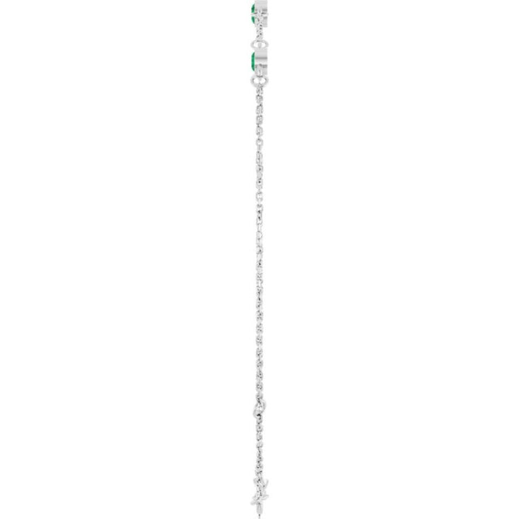 Sterling Silver Natural Emerald Bezel-Set 3-Stone 6 1/2-7 1/2" Bracelet