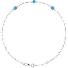 Sterling Silver Natural Blue Zircon Bezel-Set 3-Stone 6 1/2-7 1/2" Bracelet