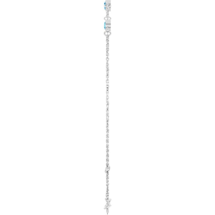 Sterling Silver Natural Blue Zircon Bezel-Set 3-Stone 6 1/2-7 1/2" Bracelet