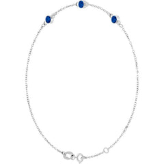Sterling Silver Lab-Grown Blue Sapphire Bezel-Set 3-Stone 6 1/2-7 1/2" Bracelet