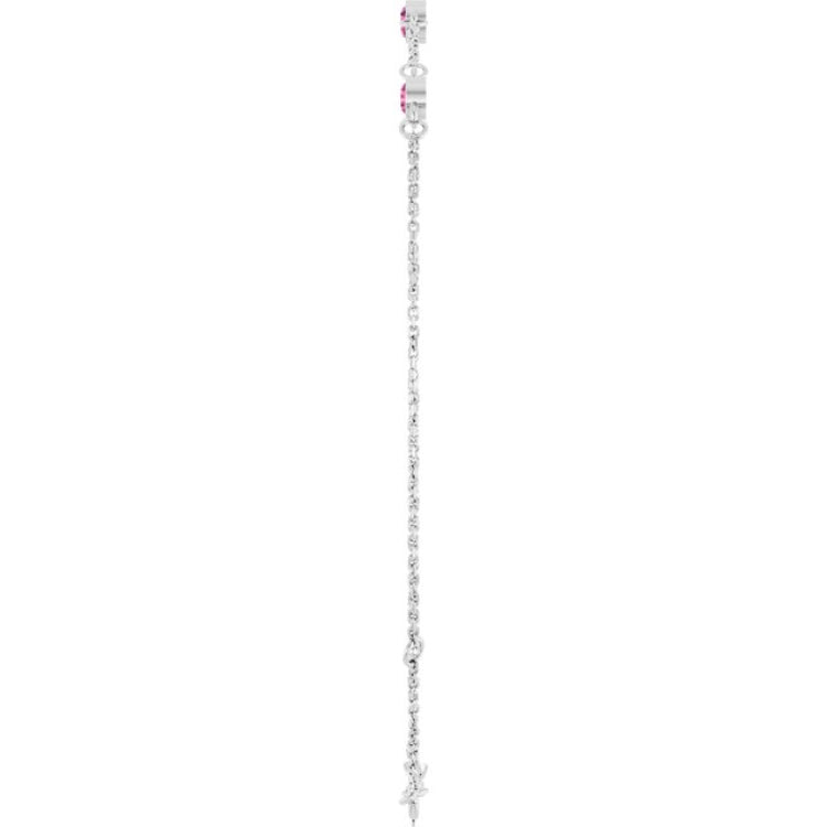 Sterling Silver Natural Pink Tourmaline Bezel-Set 3-Stone 6 1/2-7 1/2" Bracelet