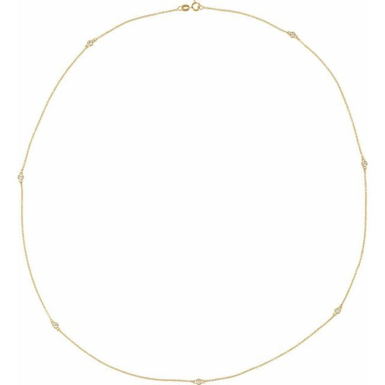 14K Yellow Gold 1/3 CTW Natural Diamond 7-Station 24" Necklace