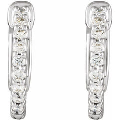 14K White Gold 1/4 CTW Natural Diamond Inside-Outside 14.5 mm Hinged Hoop Earrings