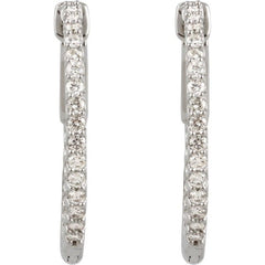 Sterling Silver Imitation White Cubic Zirconia Inside-Outside 23 mm Hinged Hoop Earrings
