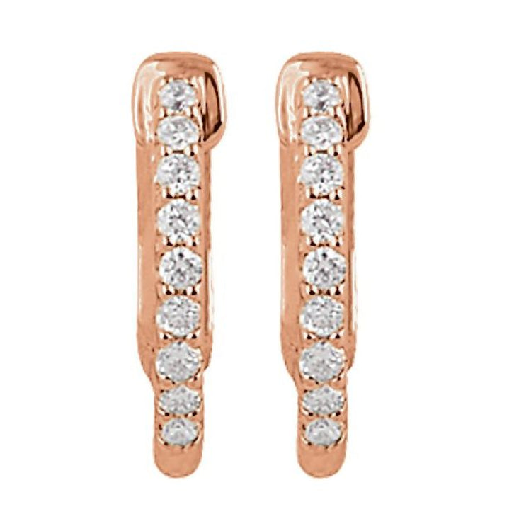 14K Rose Gold 1/4 CTW Natural Diamond Inside-Outside 14.5 mm Hinged Hoop Earrings