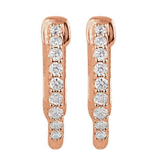 14K Rose Gold 1/4 CTW Natural Diamond Inside-Outside 14.5 mm Hinged Hoop Earrings